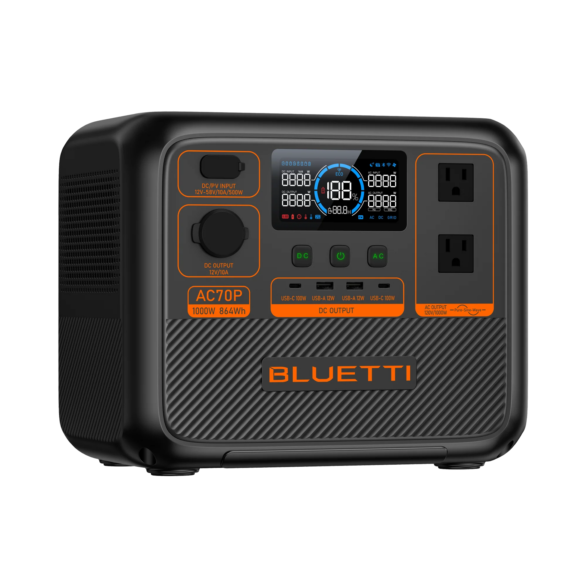Generador solar vista angular, modelo AC70P