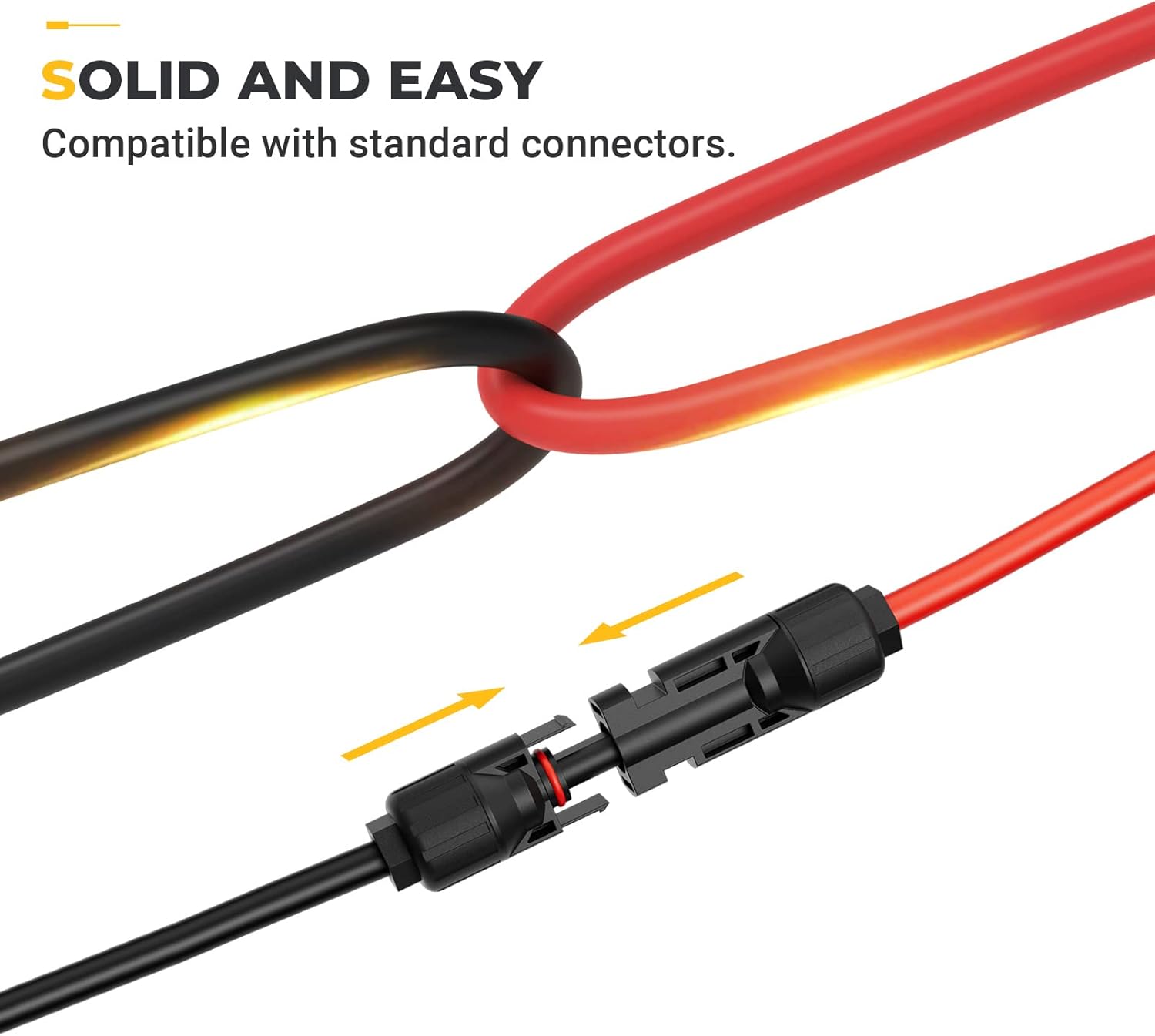 Cable solar de 20 pies, puro cobre compatibles con conectores regulares.