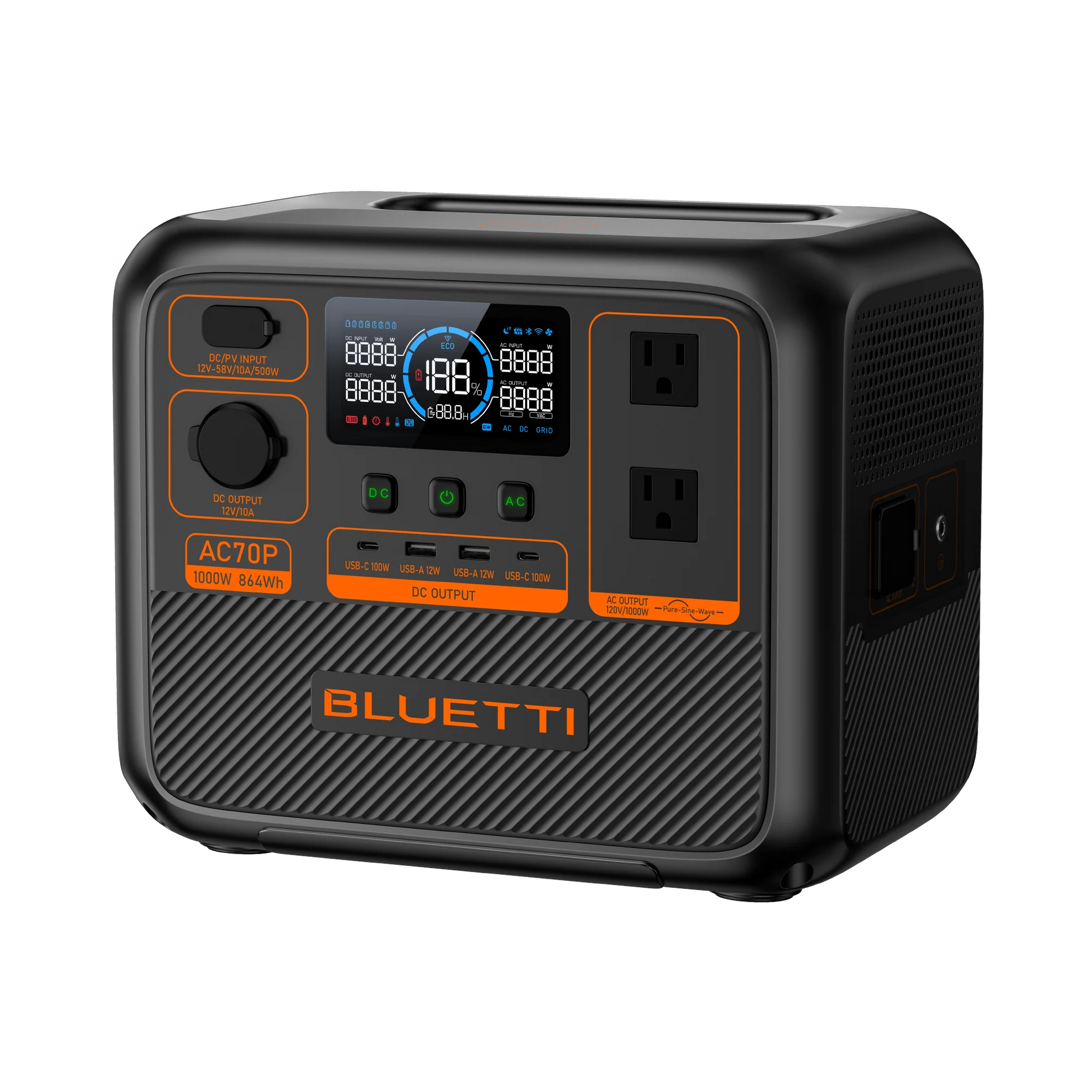 Generador solar vista angular, modelo AC70P