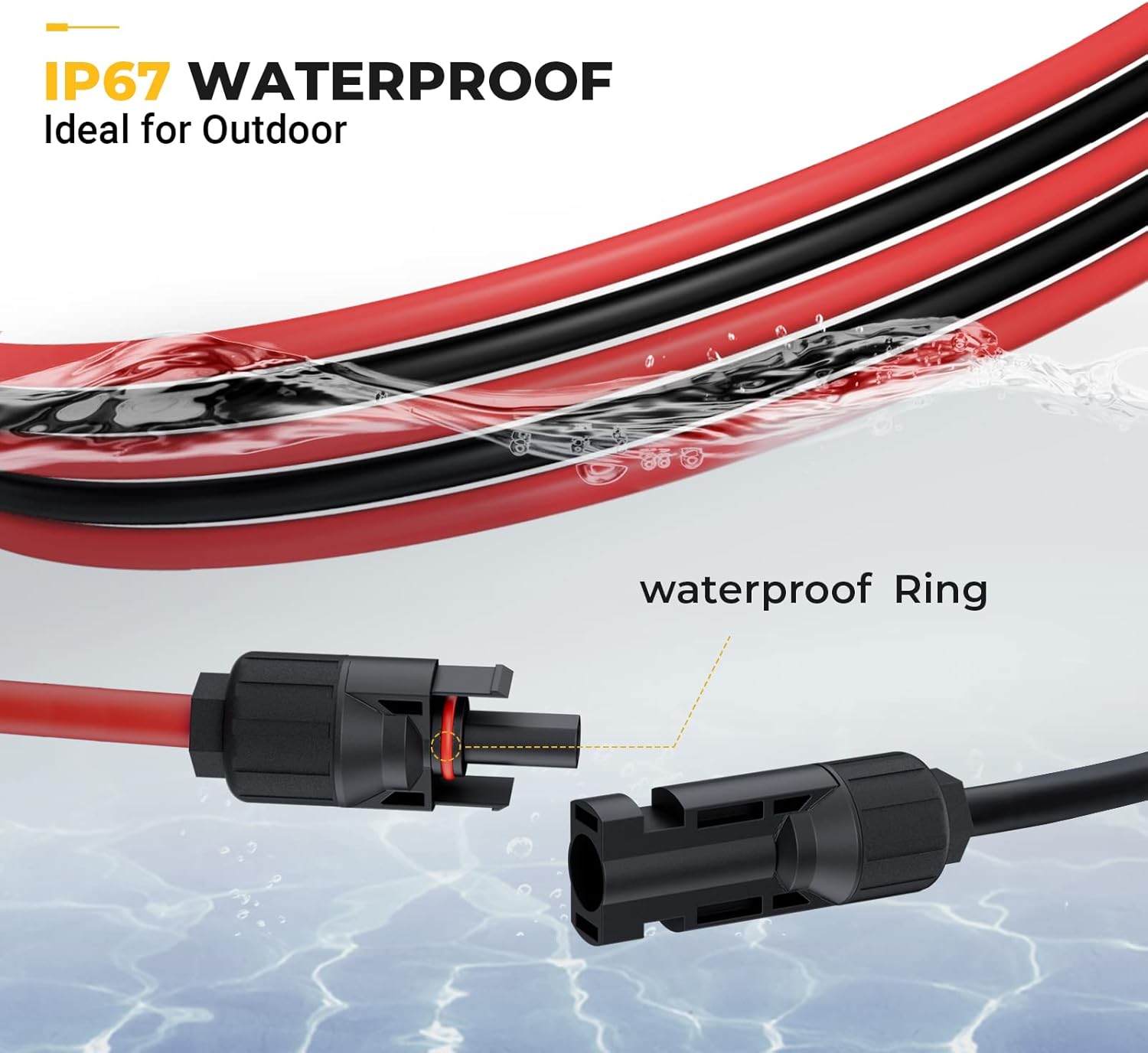Cable solar de 20 pies, puro cobre