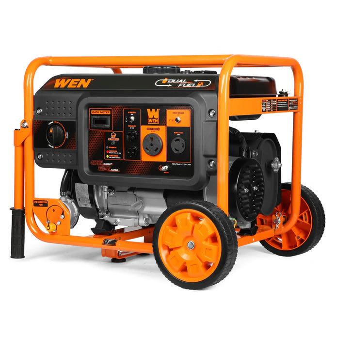Generador 4300 Watts duel fuel con ruedas y mangos.