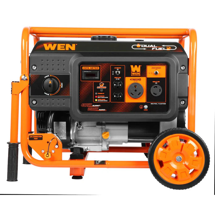 Generador 4300 Watts duel fuel con ruedas y mangos.