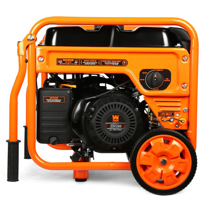 Generador Wen Dual Fuel 4500 con ruedas y mangos.