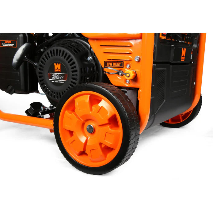 Generador Wen Dual Fuel 4500 con ruedas y mangos.