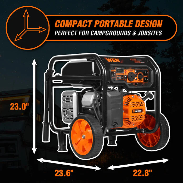 Generador WEN 6950 Watts con ruedas y mangos.