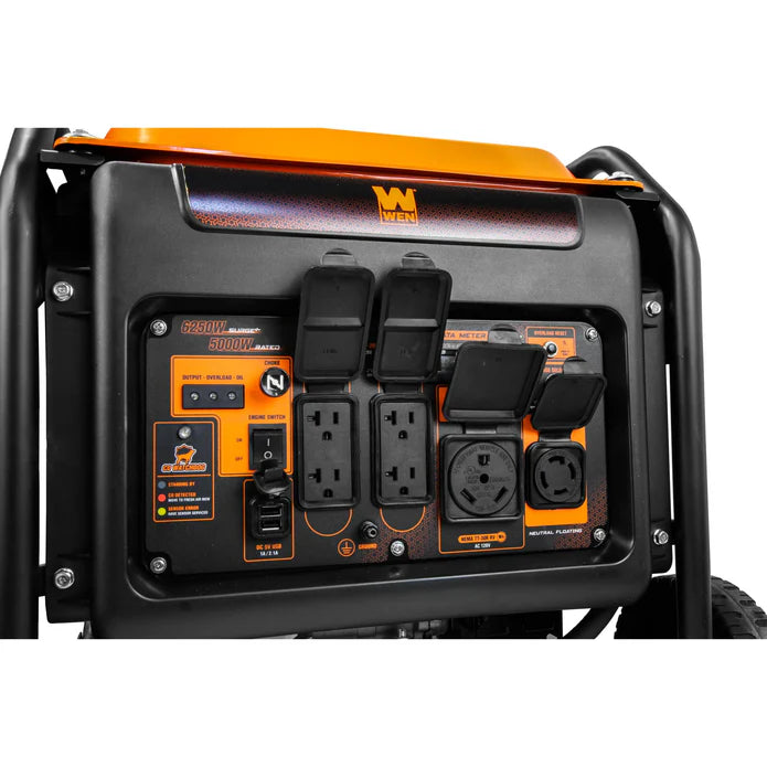 Generador de gas WEN 6250 watts, vista de salidas diferentes