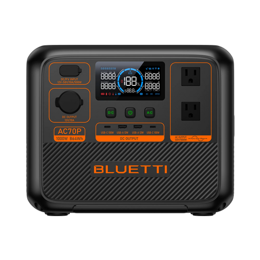 BLUETTI AC70P Generador Solar Portátil | 1000W 864Wh