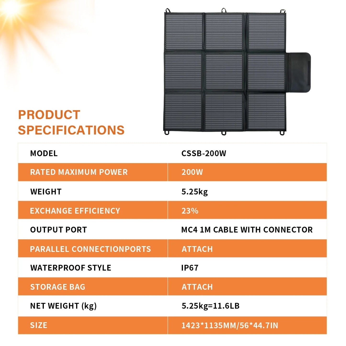 Panel Solar Plegable 200W LVYUAN