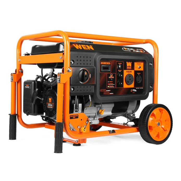 Generador 4300 Watts duel fuel con ruedas y mangos.