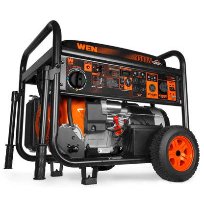 Generador WEN 14500 Watts con ruedas y mango. 7 salidas, switch encendedor. Tri Fuel.