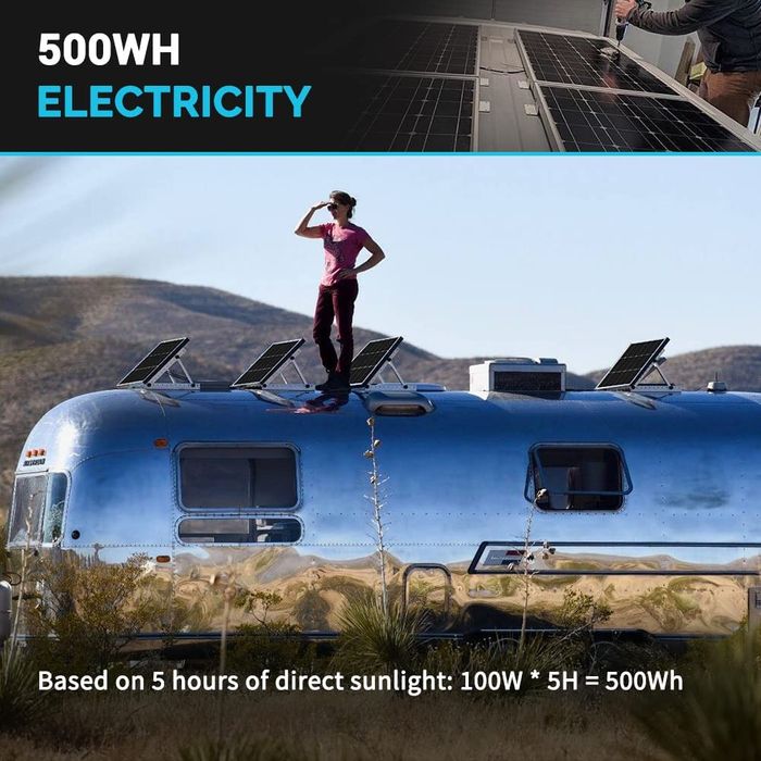 500Wh de energia basado en 5 horas de luz.