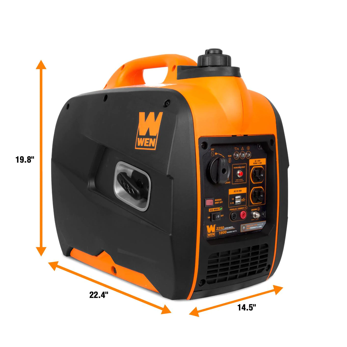 Dimensiones del generador son 19.8"x 22.4" x 14.5".